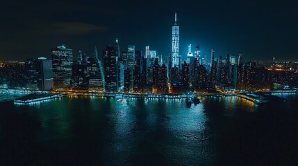 Obraz premium Nighttime Skyline of New York City