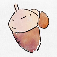  水彩 秋を彩る、どんぐりのおしゃれな手描きイラスト