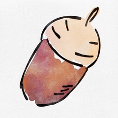 水彩 秋を彩る、どんぐりのおしゃれな手描きイラスト