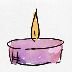 水彩 秋を彩る、ろうそくのおしゃれな手描きイラスト