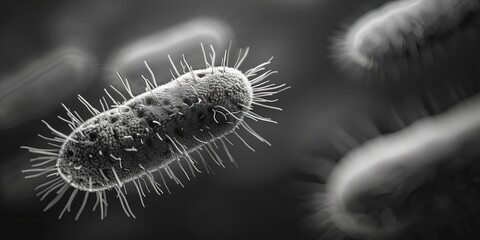 Fototapeta premium Ancient microbes magnified under a microscope reveal intricate cellular structures. scientific research, origin of life, magic, mystery, exploration, mysterious,Cell Biology