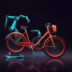 Fototapeta premium Futuristic Robotic Arms with Stylish Bicycle Design