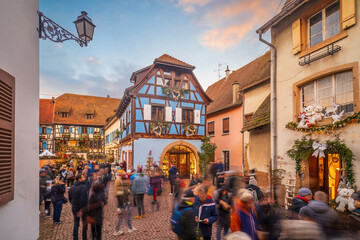 Eguisheim old town city skyline, cityscape of France. in winter