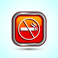 No Smoking Sign Icon Design Illustration, Icon For Apps and Websites, Orange Color Square Button Design