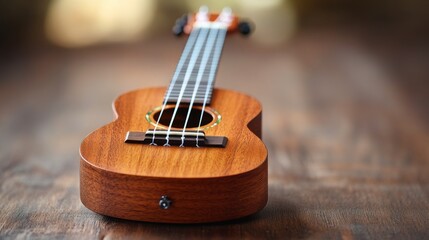 Fototapeta premium Ukulele on Wooden Surface