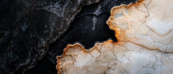 1 Black and white contrasts dominate the piece, with hints of golden accents