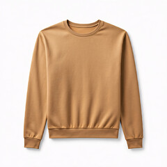 Brown Crewneck Sweatshirt Mockup on White Background