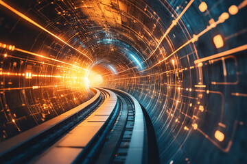 abstract  tunnel showing the future of digital technology