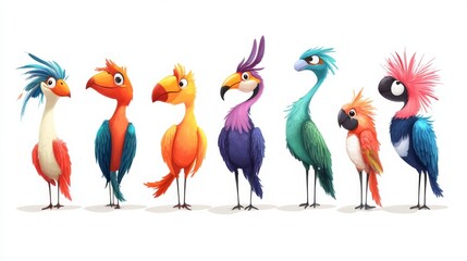 Colorful Cartoon Birds Illustration