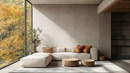 Minimalist living room design with a fireplace and smooth wooden flooring for a cozy atmosphere.