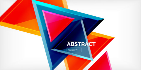 Abstract background - colorful triangles with 3d effect. Vector Illustration For Wallpaper, Banner, Background, Card, Book Illustration, landing page