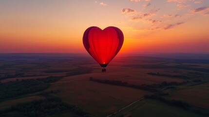 Fototapeta premium Heart Shaped Hot Air Balloon at Sunset