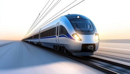 Fototapeta premium High-Speed Train Illustration With Motion Blur