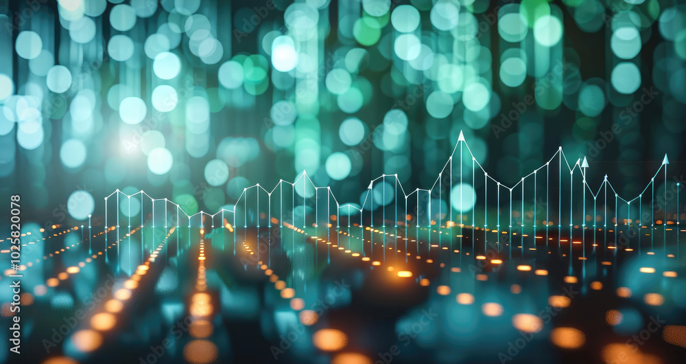 Aufkleber a background image of the stock market prices going up with an arrow using light green dark green an
