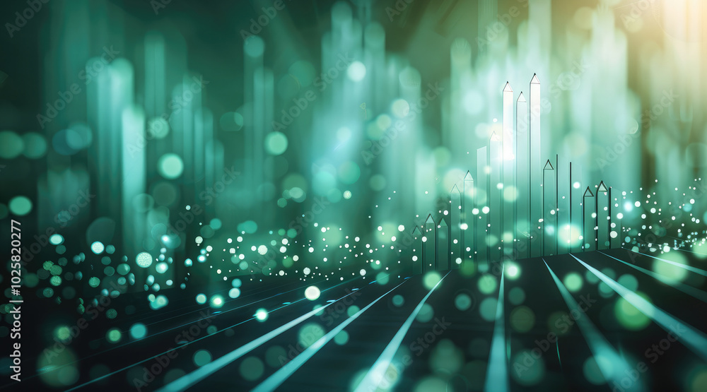 Aufkleber A background image of the stock market prices going up with an arrow using light green dark green and white.