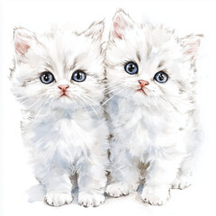 Fototapeta premium watercolour kitten on a white background