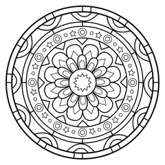 black and white mandalas - mandala coloring pages - easy mandala adult coloring page - simple mandala coloring pages - coloring book mandala page for kdp book interior - mandala on white background