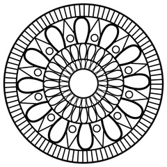 black and white mandalas - mandala coloring pages - easy mandala adult coloring page - simple mandala coloring pages - coloring book mandala page for kdp book interior - mandala on white background
