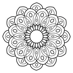 black and white mandalas - mandala coloring pages - easy mandala adult coloring page - simple mandala coloring pages - coloring book mandala page for kdp book interior - mandala on white background