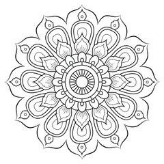 black and white mandalas - mandala coloring pages - easy mandala adult coloring page - simple mandala coloring pages - coloring book mandala page for kdp book interior - mandala on white background