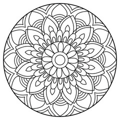 black and white mandalas - mandala coloring pages - easy mandala adult coloring page - simple mandala coloring pages - coloring book mandala page for kdp book interior - mandala on white background