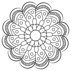 black and white mandalas - mandala coloring pages - easy mandala adult coloring page - simple mandala coloring pages - coloring book mandala page for kdp book interior - mandala on white background