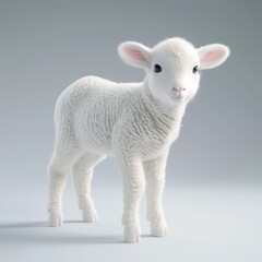 Obraz premium a white lamb standing on a gray background
