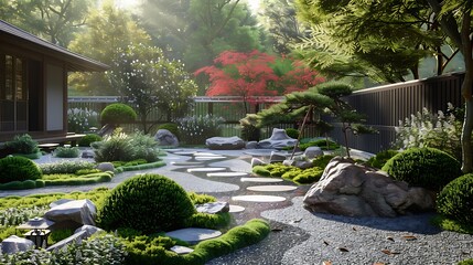 Obraz premium Beautiful garden in a house with furniture