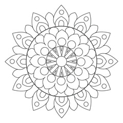 black and white mandalas - mandala coloring pages - easy mandala adult coloring page - simple mandala coloring pages - coloring book mandala page for kdp book interior - mandala on white background