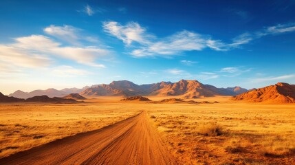 Expansive Desert Landscape Under Blue Sky