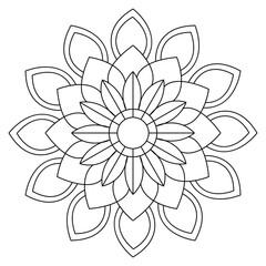 black and white mandalas - mandala coloring pages - easy mandala adult coloring page - simple mandala coloring pages - coloring book mandala page for kdp book interior - mandala on white background