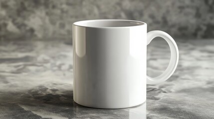Obraz premium Blank coffee mug mock-up, featuring a close-up view of a simple ceramic cup, perfect for branding designs or product presentations in a minimalist style.