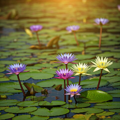 pink water lily in pond