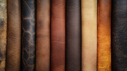 Classic Brown Leather Palette, a collection of artificial leather swatches in rich shades of brown, exuding a timeless and elegant atmosphere for design inspiration.