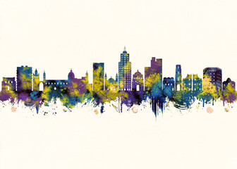 Fototapeta premium Palermo City Skyline. Cityscape Skyscraper Buildings Landscape City Downtown Abstract Landmarks Travel Background Modern Art Architecture Business View Building Corporate