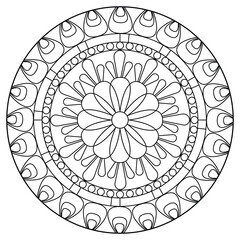 black and white mandalas - mandala coloring pages - easy mandala adult coloring page - simple mandala coloring pages - coloring book mandala page for kdp book interior - mandala on white background