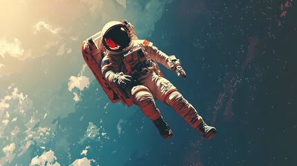 An Astronaut Floating in Space with a Starry Background