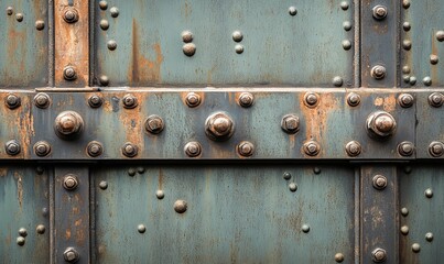 Fototapeta premium Rusty metal surface with bolts and nuts.