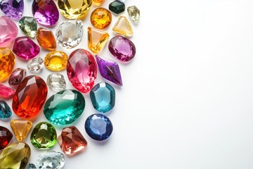 AI generative, A Collection of Multicolored Gemstones on a White Background