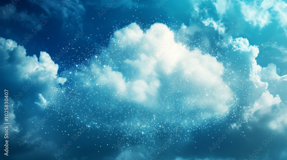 Poster cloud computing is like storing your digital stuff in a giant cloud. imagine the cloud as a square w