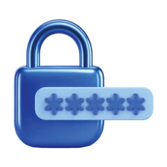 Padlock and password icon, 3D render. Represents PIN code password protection and security