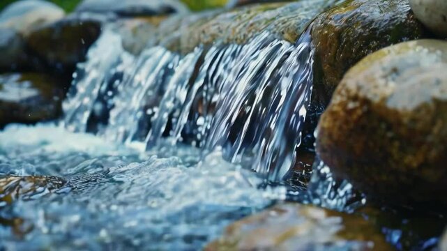 Close-up of a Small Waterfall in a Garden. Stunning 4K Ultra HD Footage - Perfect for Professional Projects