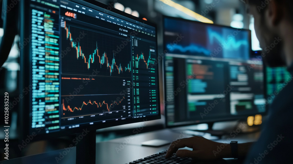 Poster a robot trader uses artificial intelligence to automatically buy and sell stocks. this ai analyzes f