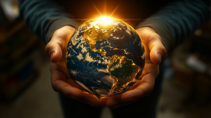 Fototapeta premium hands holding earth