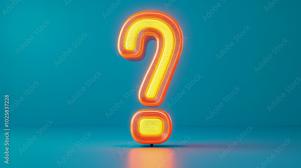 Poster a bright, neon exclamation mark stands out against a blue backdrop. this 3d image is perfect for add