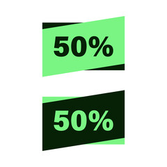 50% poster design with two different colors veriations on white backgruond.