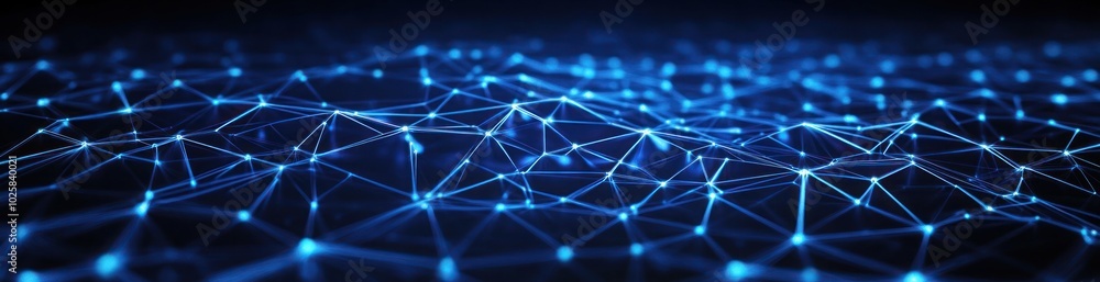 Aufkleber abstract network of glowing blue lines and dots on a dark background, connecting and forming a digit