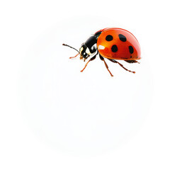 Fototapeta premium Eyed ladybug Anatis ocellata red elytra with black spots encircled by white rings resembling eyes