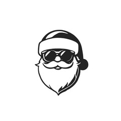 Obraz premium A black and white illustration of a Santa Claus figure wearing sunglasses