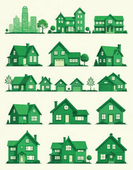 set of houses icons